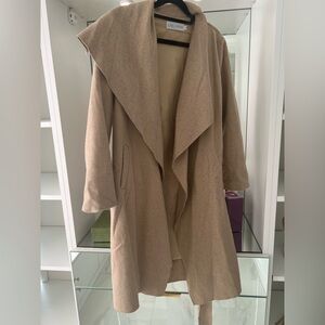 Light Wool Tie Front Coat Beige